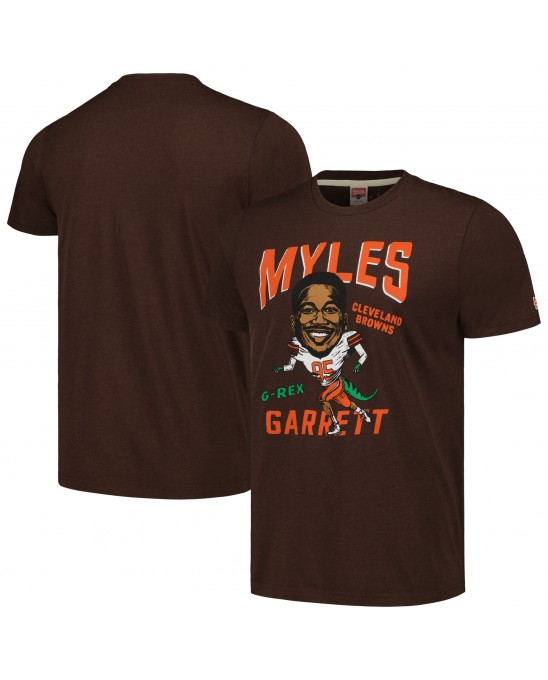 Myles Garrett Cleveland Browns Homage Unisex-Caricature-Spieler-Tri-Blend-T-Shirt – Heathered Brown