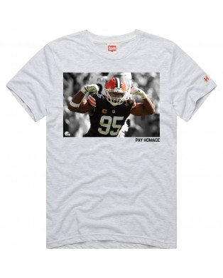 Myles Garrett Cleveland Browns Homage Unisex-Spieler-Grafik-Tri-Blend-T-Shirt – Ash