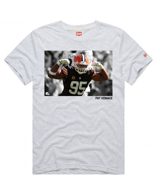 Myles Garrett Cleveland Browns Homage Unisex-Spieler-Grafik-Tri-Blend-T-Shirt – Ash