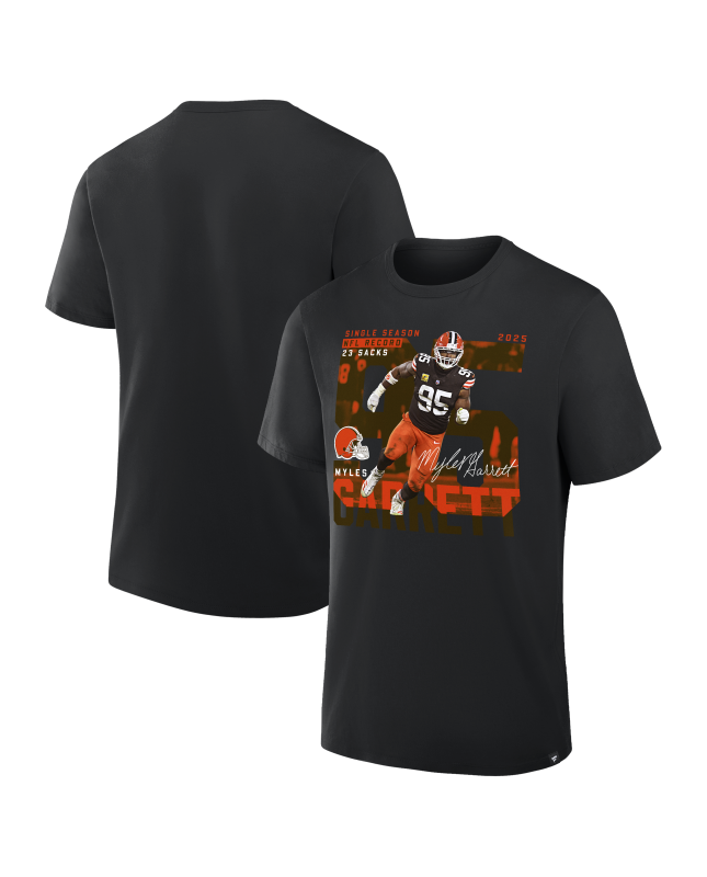 Myles Garrett Cleveland Browns NFL Single-Season Sack Record T-Shirt – Schwarz