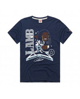 CeeDee Lamb Dallas Cowboys Homage Unisex-Tri-Blend-T-Shirt mit Cartoon-Spieler-Grafik – Marineblau
