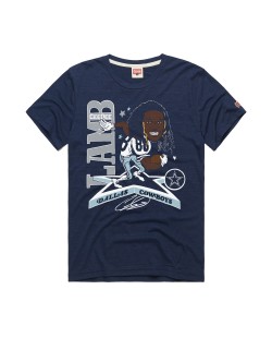 CeeDee Lamb Dallas Cowboys Homage Unisex-Tri-Blend-T-Shirt mit Cartoon-Spieler-Grafik – Marineblau