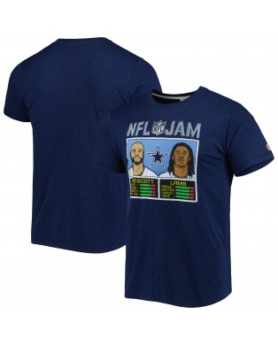 CeeDee Lamb & Dak Prescott Dallas Cowboys Homage Unisex NFL Jam Tri-Blend T-Shirt – Heathered Navy