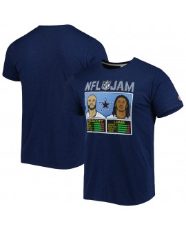 CeeDee Lamb & Dak Prescott Dallas Cowboys Homage Unisex NFL Jam Tri-Blend T-Shirt – Heathered Navy