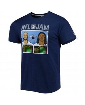 CeeDee Lamb & Dak Prescott Dallas Cowboys Homage Unisex NFL Jam Tri-Blend T-Shirt – Heathered Navy