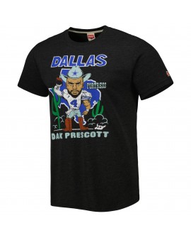Dak Prescott Dallas Cowboys Homage Unisex Cartoon Spieler Tri-Blend T-Shirt – Heather Black