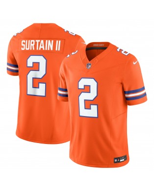 Patrick Surtain II Denver Broncos Nike Alternate Mile High Collection 1977 Throwback Vapor F.U.S.E. Limitiertes Trikot – Orange