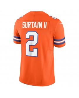 Patrick Surtain II Denver Broncos Nike Alternate Mile High Collection 1977 Throwback Vapor F.U.S.E. Limitiertes Trikot – Orange
