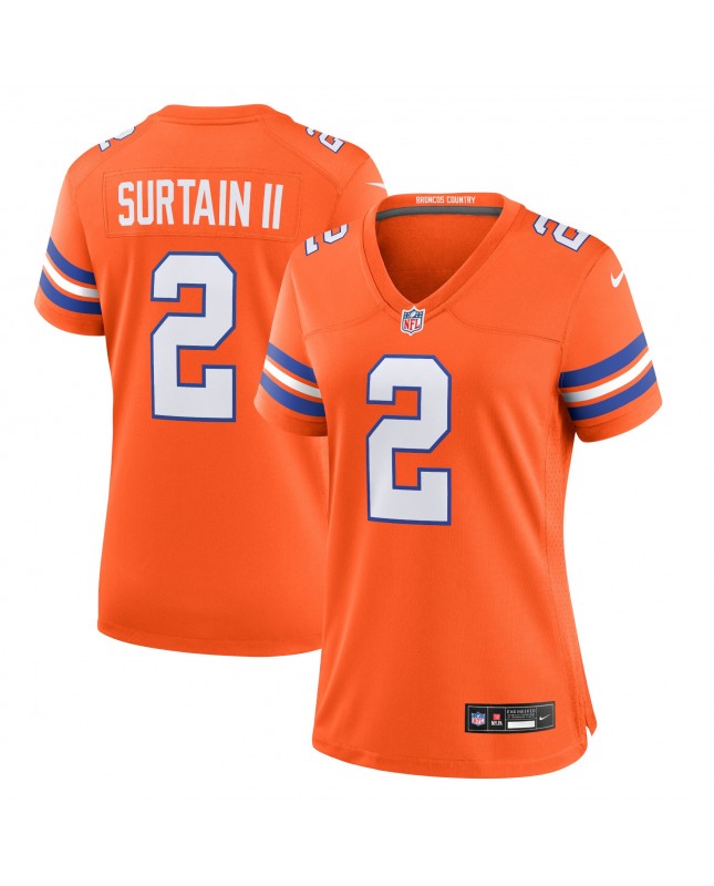 Patrick Surtain II Denver Broncos Nike Damen-Spieler Trikot „Mile High Collection 1977 Throwback“ – Orange