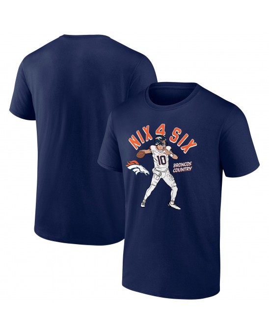 Bo Nix Denver Broncos Spieler Illustrative Pack T-Shirt – Marineblau