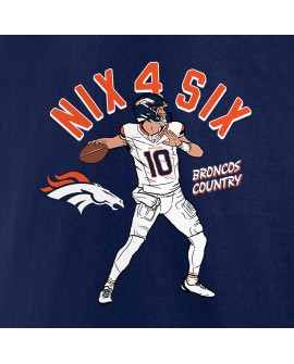 Bo Nix Denver Broncos Spieler Illustrative Pack T-Shirt – Marineblau