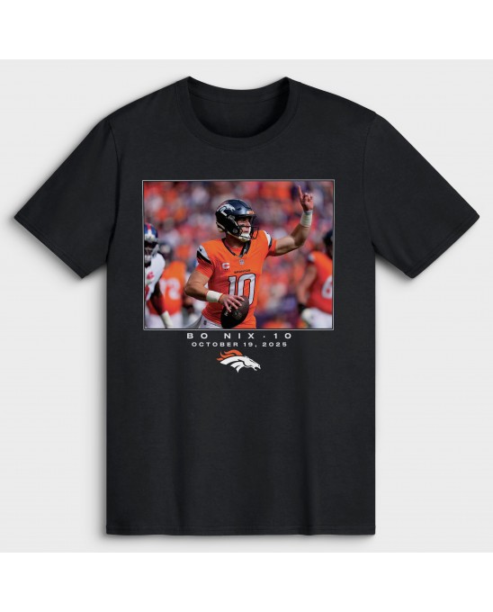 Bo Nix Denver Broncos NFL Flash Features Week 7 T-Shirt – Schwarz