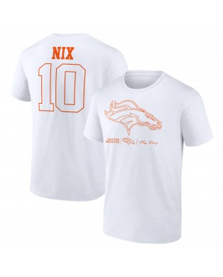 Bo Nix Denver Broncos Outline Spieler-T-Shirt – Weiß