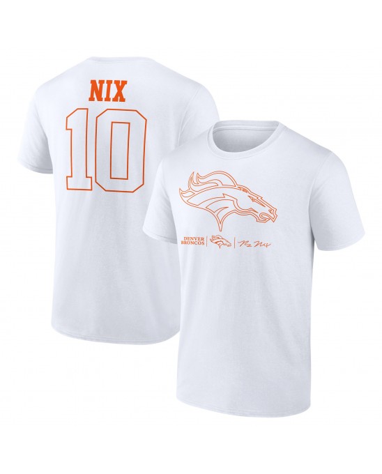 Bo Nix Denver Broncos Outline Spieler-T-Shirt – Weiß