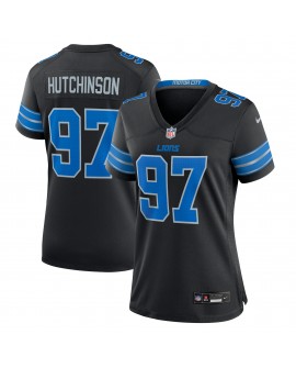 Aidan Hutchinson Detroit Lions Nike Damen-Ausweichtrikot für das 2. Spiel – Schwarz