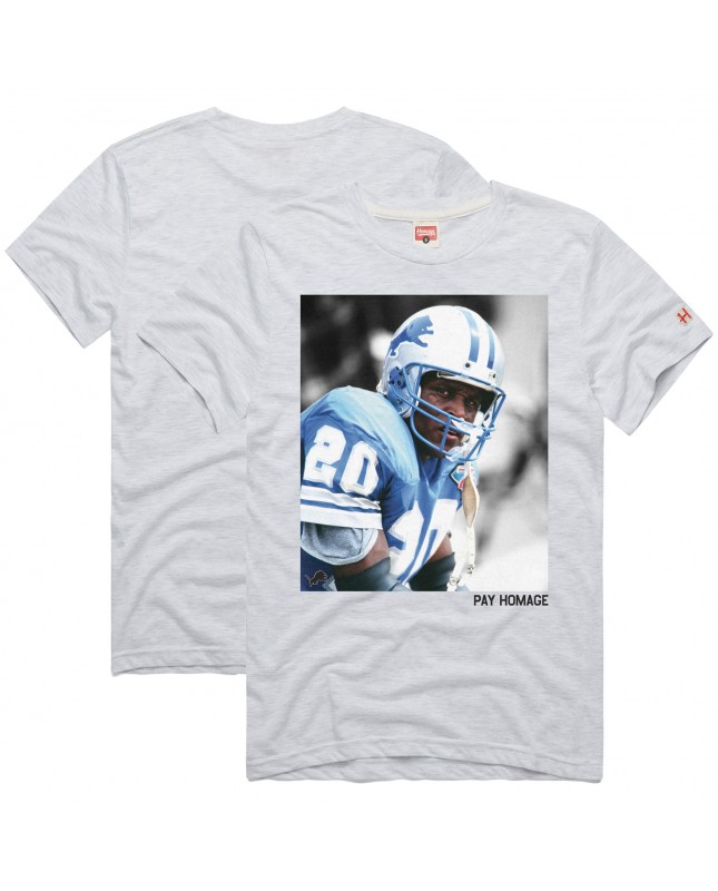 Barry Sanders Detroit Lions Homage Unisex Pay Homage Tri-Blend T-Shirt – Ash