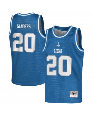 Barry Sanders Detroit Lions Mitchell & Ness Jugendspieler im Ruhestand, NFL-Basketball-Modetrikot – Blau