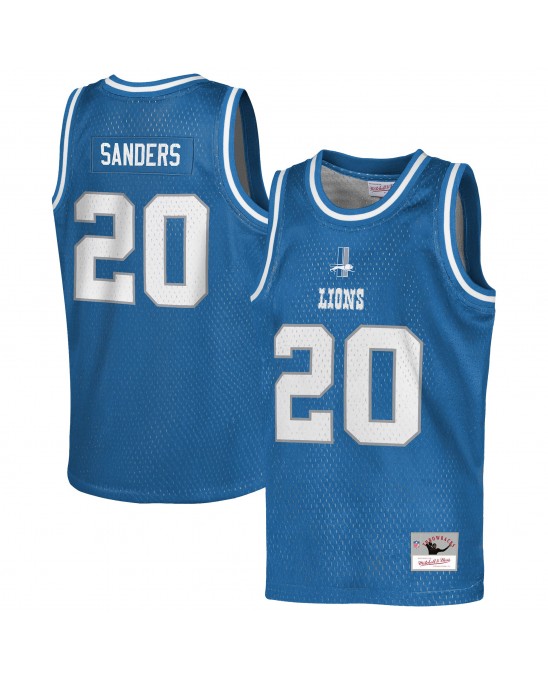 Barry Sanders Detroit Lions Mitchell & Ness Jugendspieler im Ruhestand, NFL-Basketball-Modetrikot – Blau