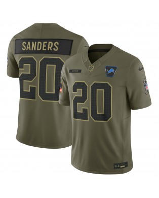 Barry Sanders Detroit Lions Nike 2025 Salute to Service Retired Limited Trikot – Olivgrün