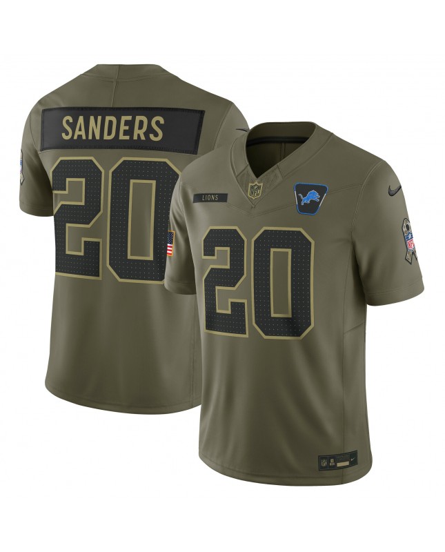 Barry Sanders Detroit Lions Nike 2025 Salute to Service Retired Limited Trikot – Olivgrün
