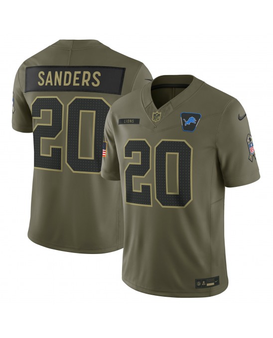 Barry Sanders Detroit Lions Nike 2025 Salute to Service Retired Limited Trikot – Olivgrün