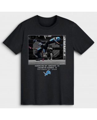 Amon-Ra St. Brown & Jahmyr Gibbs Detroit Lions NFL Flash Features Week 7 T-Shirt – Schwarz