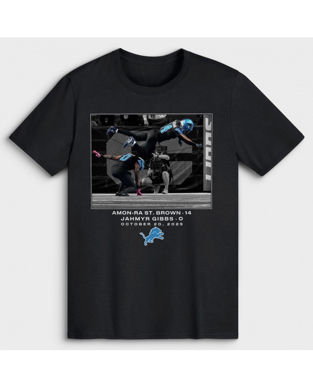Amon-Ra St. Brown & Jahmyr Gibbs Detroit Lions NFL Flash Features Week 7 T-Shirt – Schwarz