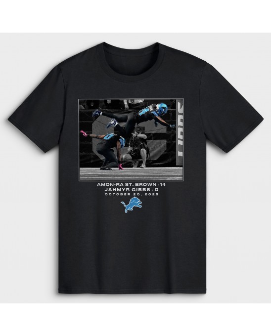 Amon-Ra St. Brown & Jahmyr Gibbs Detroit Lions NFL Flash Features Week 7 T-Shirt – Schwarz