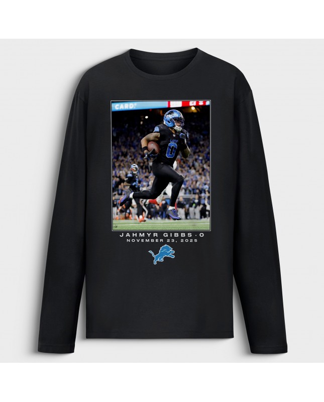 Jahmyr Gibbs Detroit Lions NFL Flash Features Week 12 Langarm-T-Shirt – Schwarz