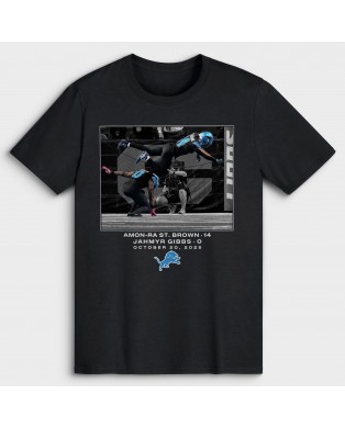 Amon-Ra St. Brown & Jahmyr Gibbs Detroit Lions NFL Flash Features Week 7 T-Shirt – Schwarz