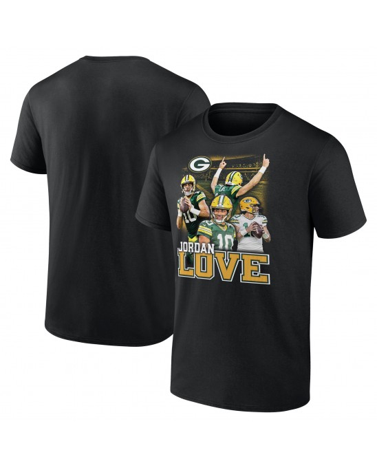 Jordan Love Green Bay Packers Notorious Spieler Grafik-T-Shirt – Schwarz