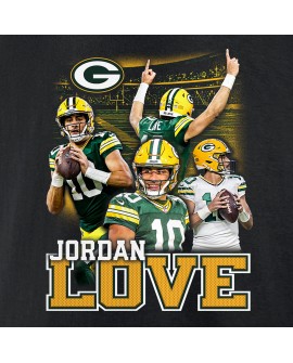 Jordan Love Green Bay Packers Notorious Spieler Grafik-T-Shirt – Schwarz