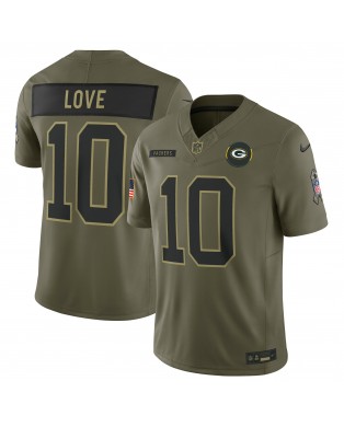 Jordan Love Green Bay Packers Nike 2025 Salute to Service Limited Trikot – Olivgrün