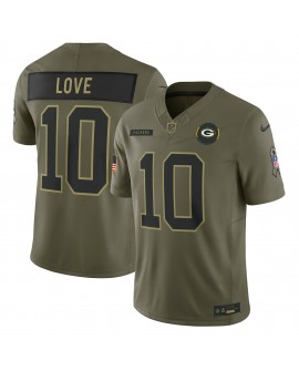 Jordan Love Green Bay Packers Nike 2025 Salute to Service Limited Trikot – Olivgrün