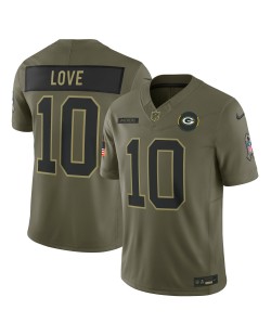 Jordan Love Green Bay Packers Nike 2025 Salute to Service Limited Trikot – Olivgrün