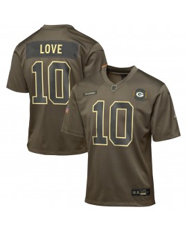 Jordan Love Green Bay Packers Nike Jugend 2025 Salute to Service Spieler Trikot – Olivgrün