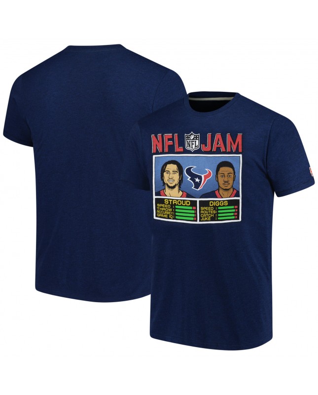 C.J. Stroud & Stefon Diggs Houston Texans Homage Unisex NFL Jam Tri-Blend T-Shirt – Marineblau