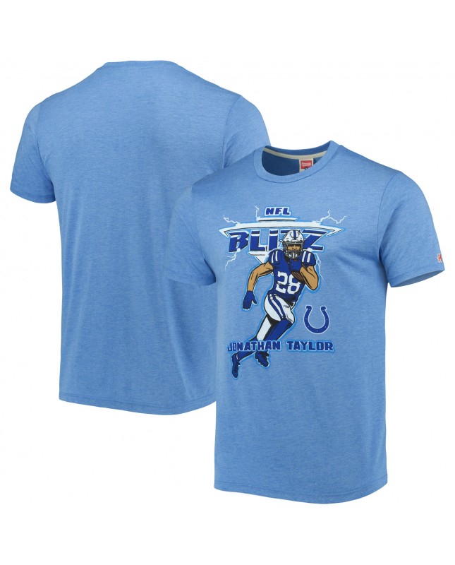 Jonathan Taylor Indianapolis Colts Homage Unisex NFL Blitz Spieler Tri-Blend T-Shirt – Heathered Heather Royal