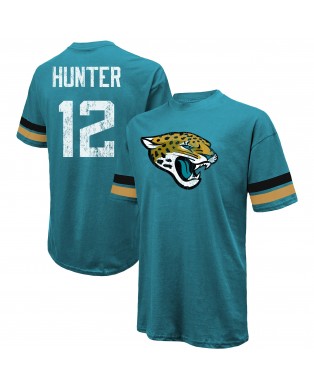 Travis Hunter Jacksonville Jaguars Majestic Threads 2025 NFL Draft First Round Pick Übergroßes T-Shirt – Blaugrün