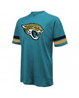 Travis Hunter Jacksonville Jaguars Majestic Threads 2025 NFL Draft First Round Pick Übergroßes T-Shirt – Blaugrün