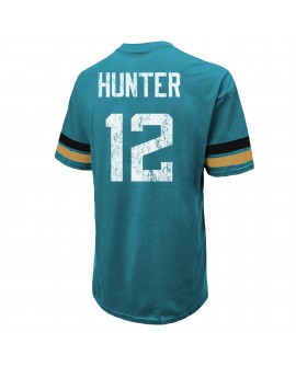 Travis Hunter Jacksonville Jaguars Majestic Threads 2025 NFL Draft First Round Pick Übergroßes T-Shirt – Blaugrün