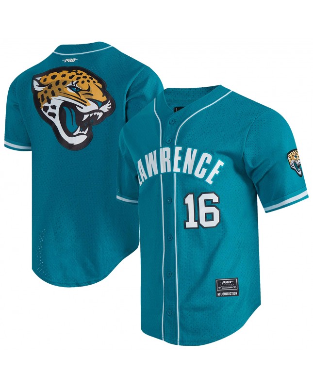 Trevor Lawrence Jacksonville Jaguars Pro Standard Mesh-Baseballtrikot mit Knöpfen – Blaugrün