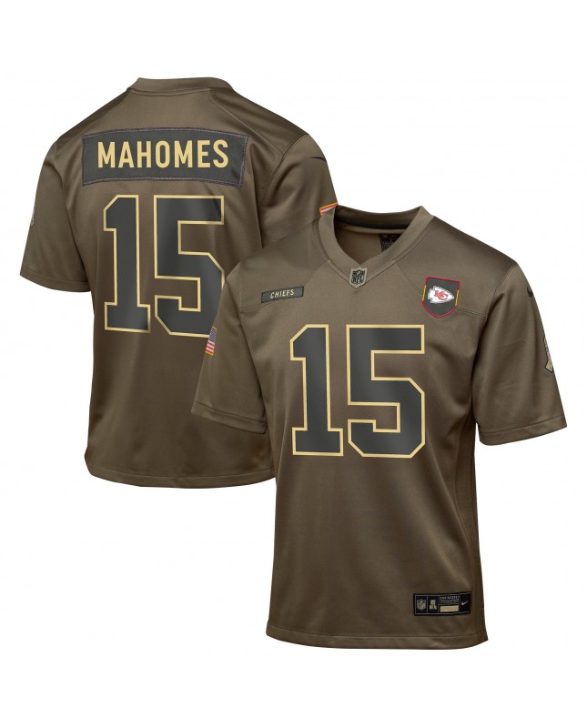 Patrick Mahomes Kansas City Chiefs Nike Jugend 2025 Salute to Service Spieler Trikot – Olivgrün