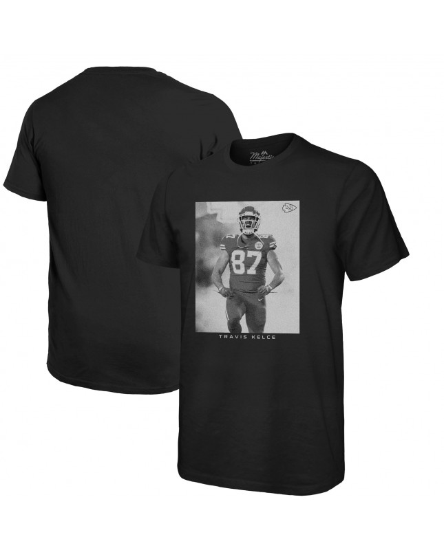Travis Kelce Kansas City Chiefs Majestic Threads Übergroßes T-Shirt mit Spielergrafik – Schwarz