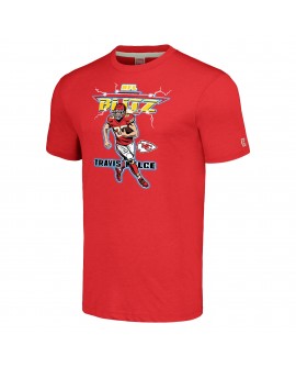 Travis Kelce Kansas City Chiefs Homage Unisex NFL Blitz Spieler Tri-Blend T-Shirt – Meliertes Rot