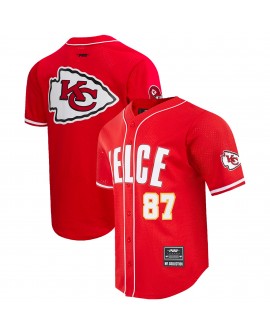 Travis Kelce Kansas City Chiefs Pro Standard Mesh Button-Up Baseball-Trikot – Rot