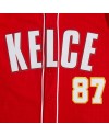 Travis Kelce Kansas City Chiefs Pro Standard Mesh Button-Up Baseball-Trikot – Rot