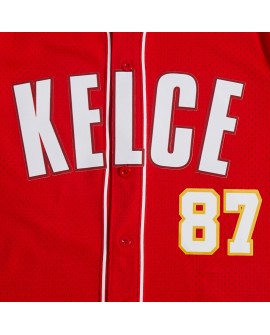 Travis Kelce Kansas City Chiefs Pro Standard Mesh Button-Up Baseball-Trikot – Rot