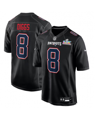 Nike Stefon Diggs New England Patriots Schwarzes Super Bowl LX Patch Carbon Fashion Spielers Trikot
