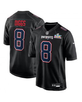 Nike Stefon Diggs New England Patriots Schwarzes Super Bowl LX Patch Carbon Fashion Spielers Trikot